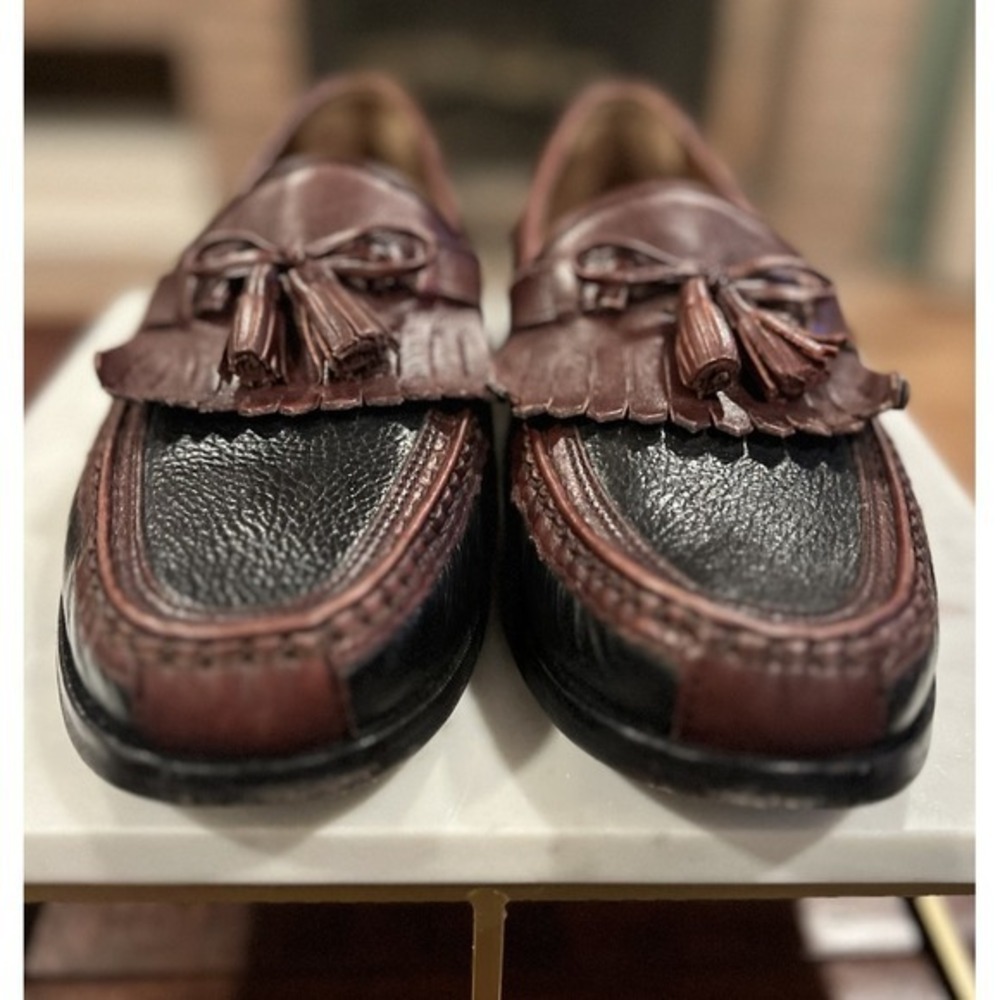 Tassel Loafers Burgundy Black Leather Dress Shoes Menswear Slip‎ On